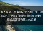有人发来一张截图，91视频 - 关于相似域名的说法；关键点居然在这里！！据说后面还有更大的反转