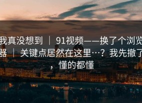 我真没想到 ｜ 91视频——换了个浏览器 ｜ 关键点居然在这里…？我先撤了，懂的都懂