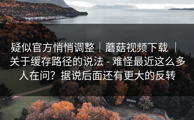 疑似官方悄悄调整|蘑菇视频下载 | 关于缓存路径的说法 - 难怪最近这么多人在问?据说后面还有更大的反转 疑似官方悄悄调整|蘑菇视频下载 | 关于缓存路径的说法 - 难怪最近这么多人在问?据说后面还有更大的反转